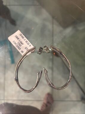 John Hardy Silver Bamboo-Style Hoop Earrings - Women Accessories